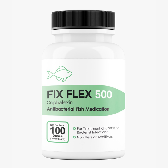 Fish Flex cephalexin 500mg 100 capsules for fin rot ulcers and wounds