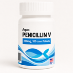 Aquarium Penicillin 250mg bottle containing 100 fish antibiotic tablets