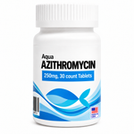 Aquarium Azithromycin 250mg bottle containing 30 fish antibiotic tablets